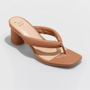 Tan Elvie Pumps from A New Day, Slip on Sandals, Thong strap, Cylindrical heel